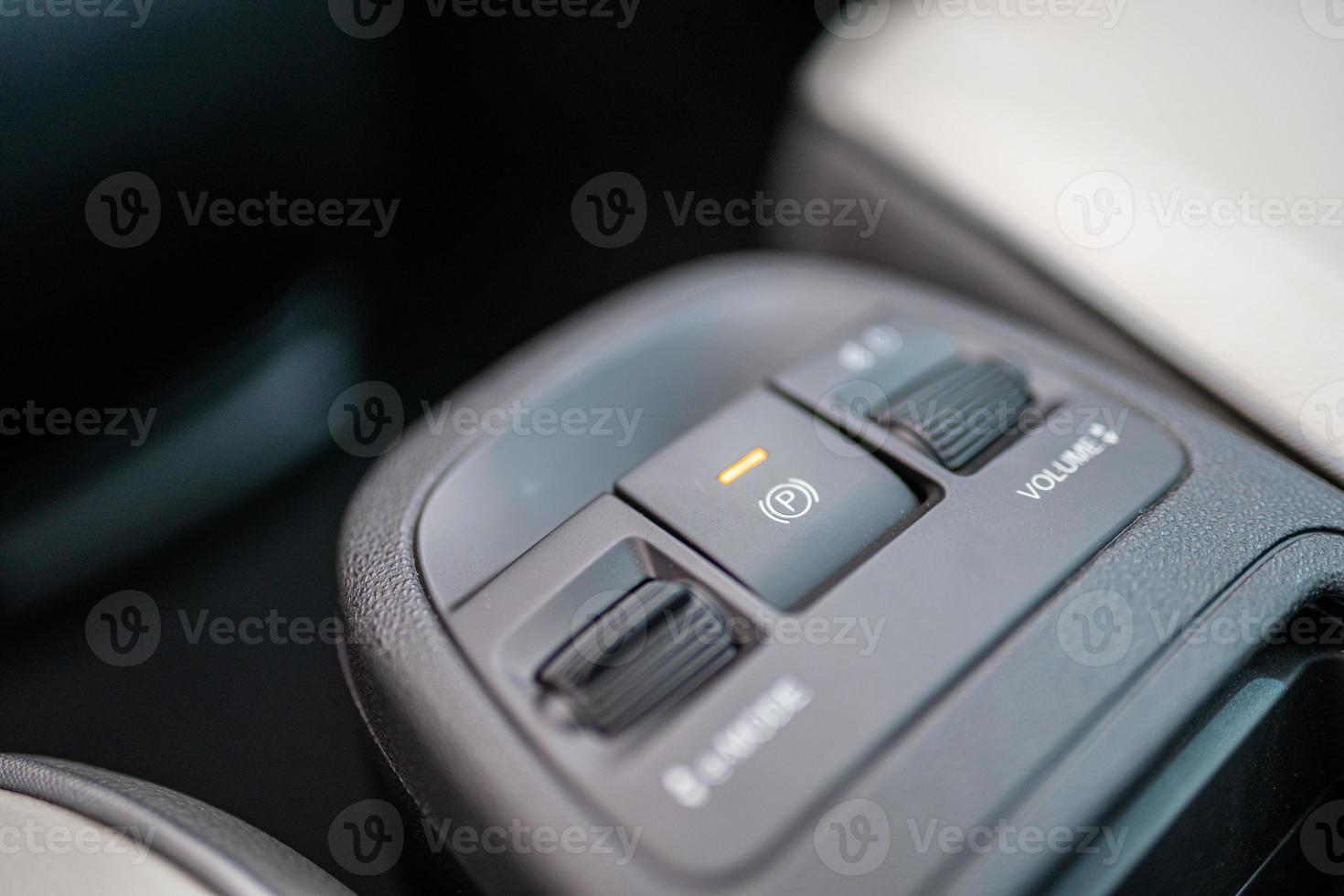 Car hand brake, parking button. photo