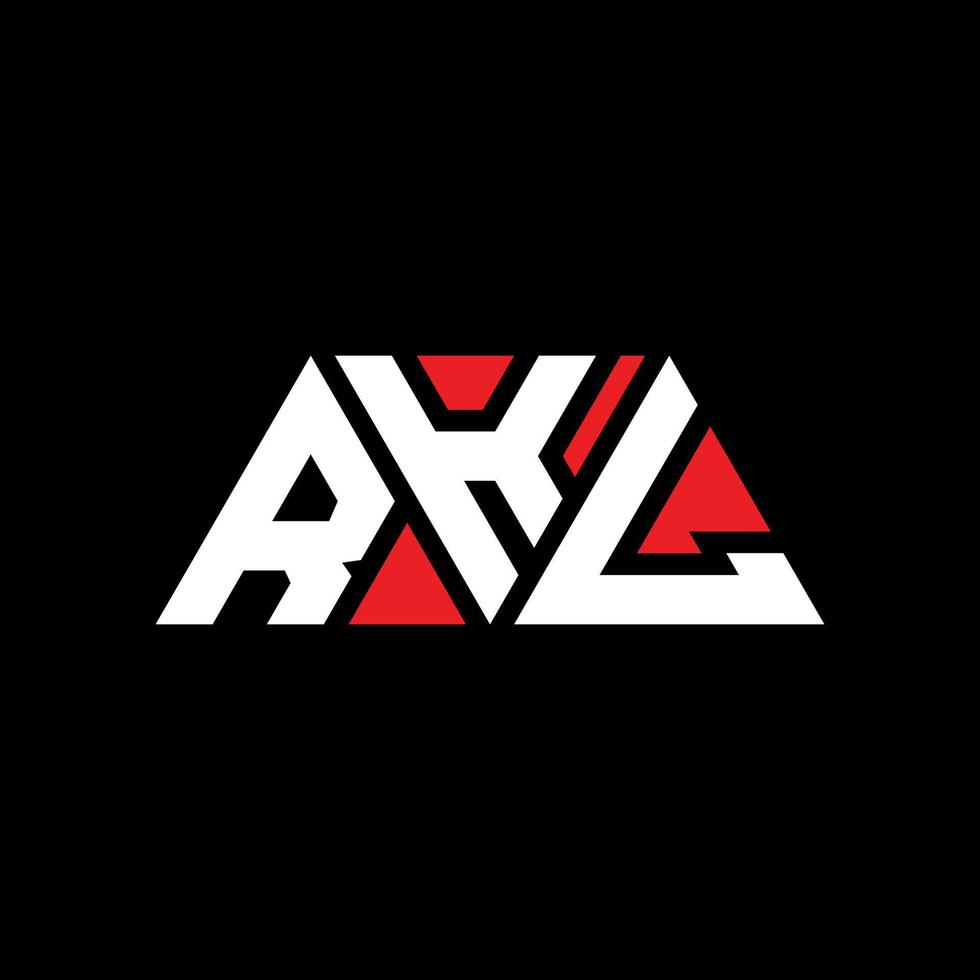 RKL triangle letter logo design with triangle shape. RKL triangle logo design monogram. RKL triangle vector logo template with red color. RKL triangular logo Simple, Elegant, and Luxurious Logo. RKL