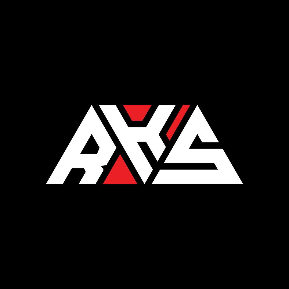 RKS triangle letter logo design with triangle shape. RKS triangle logo design monogram. RKS triangle vector logo template with red color. RKS triangular logo Simple, Elegant, and Luxurious Logo. RKS