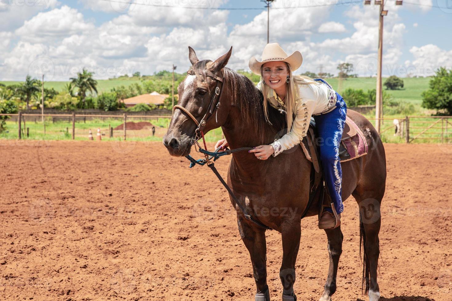 Beautiful woman and horse photo