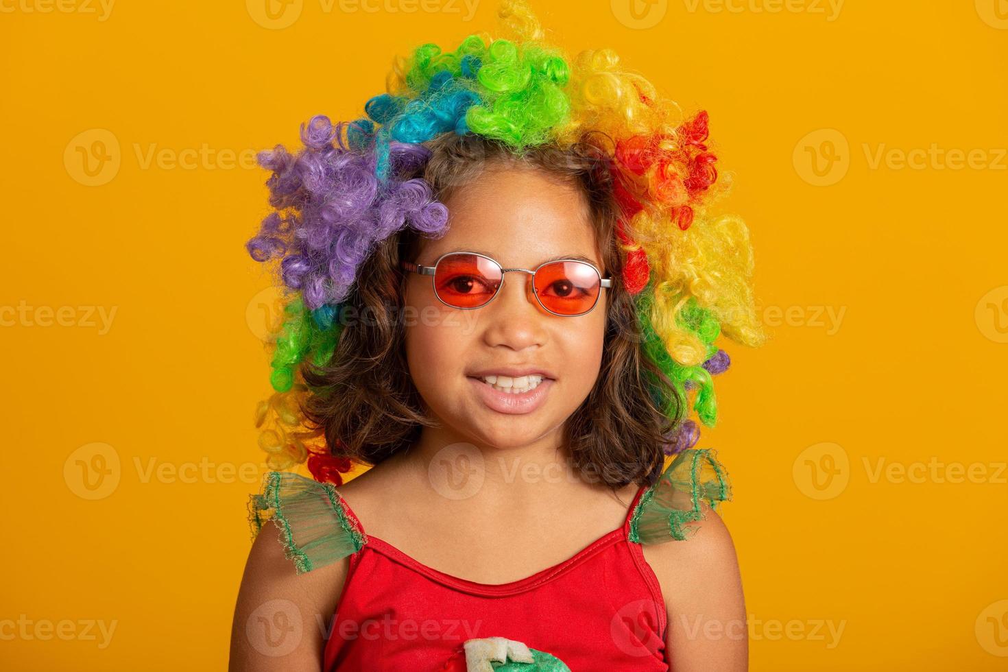 beautiful happy child dressed for carnival party photo