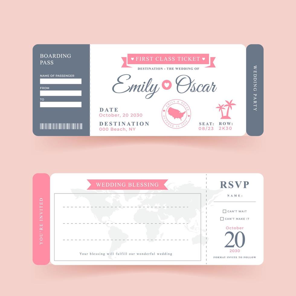 invitación de boda temática de destino de viaje vector