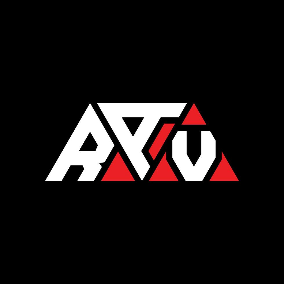 RAV triangle letter logo design with triangle shape. RAV triangle logo design monogram. RAV triangle vector logo template with red color. RAV triangular logo Simple, Elegant, and Luxurious Logo. RAV