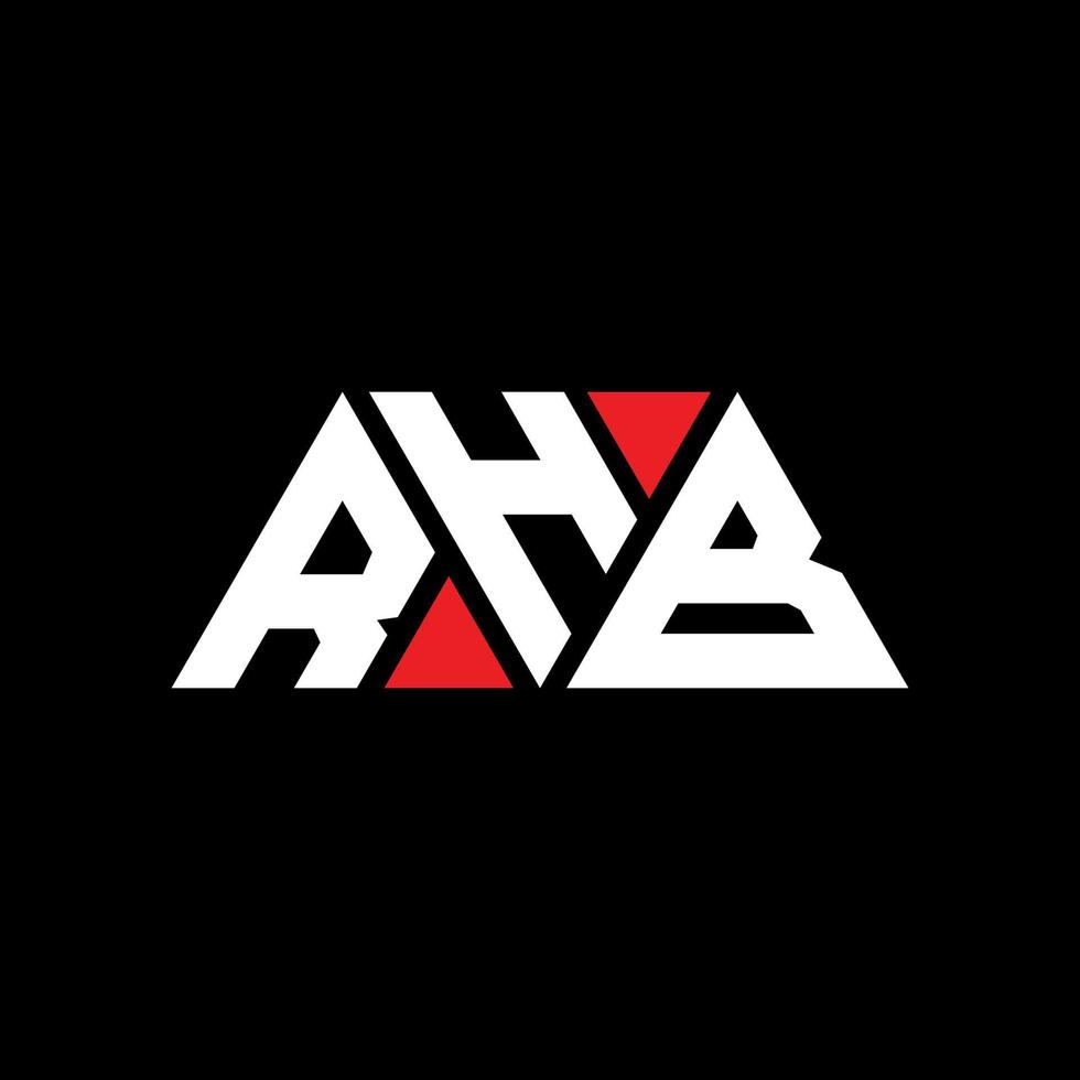 RHB triangle letter logo design with triangle shape. RHB triangle logo design monogram. RHB triangle vector logo template with red color. RHB triangular logo Simple, Elegant, and Luxurious Logo. RHB