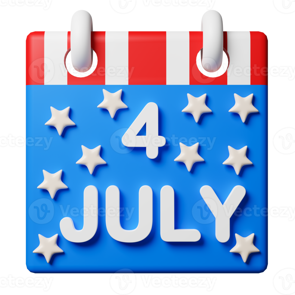 3d render fourth of July calendar. png