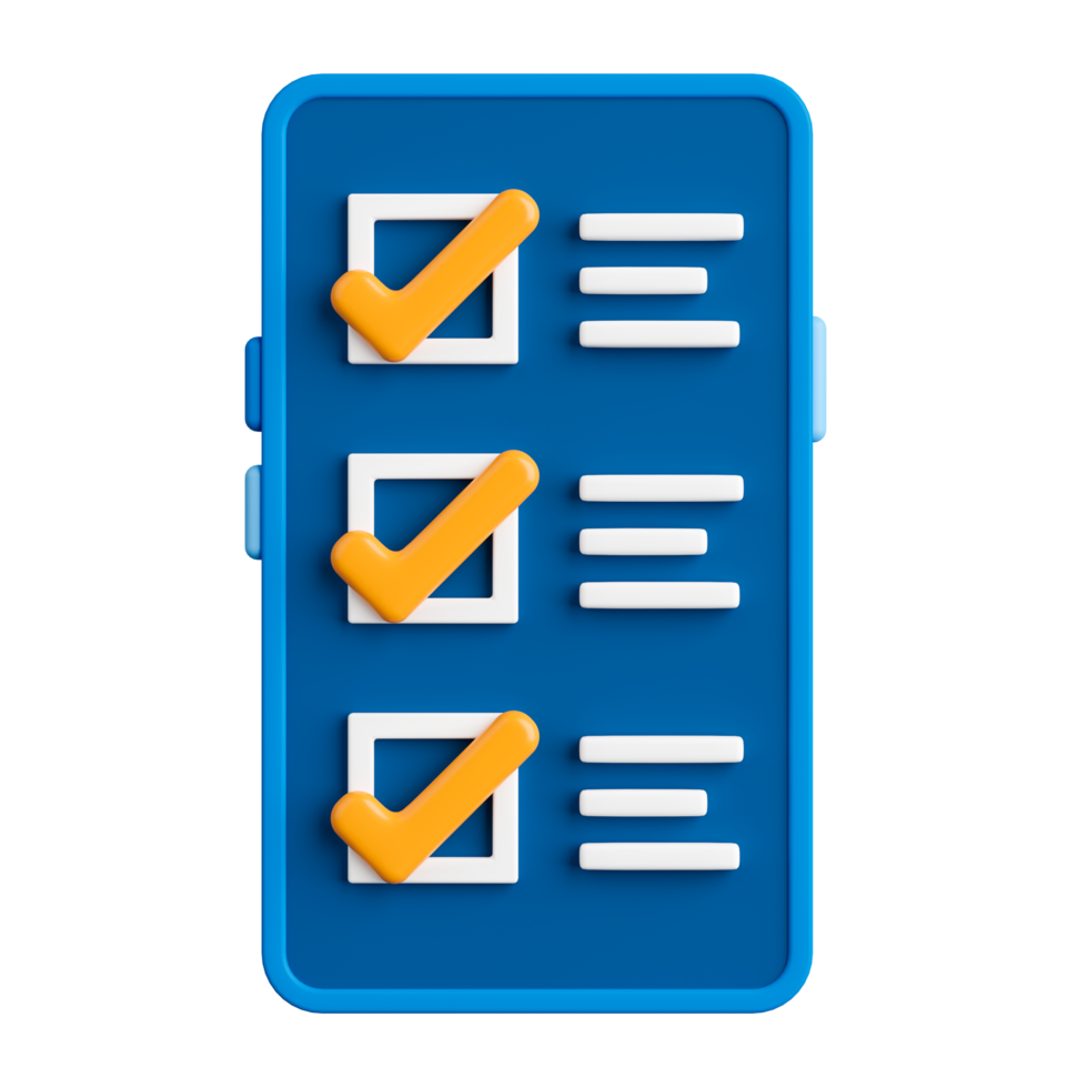 Smartphone di rendering 3d con applicazione checklist. png