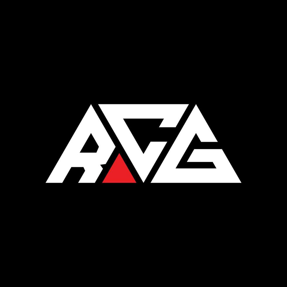 RCG triangle letter logo design with triangle shape. RCG triangle logo design monogram. RCG triangle vector logo template with red color. RCG triangular logo Simple, Elegant, and Luxurious Logo. RCG
