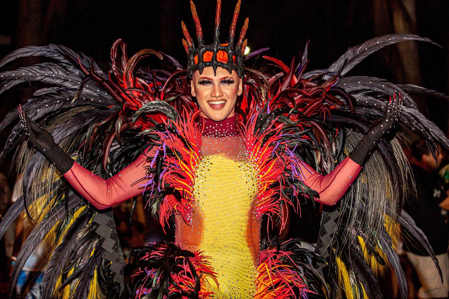 Monte Santo de Minas, Minas Gerais, Brazil - circa February 2020 -Man in carnival costume parading at the carnival in February. photo