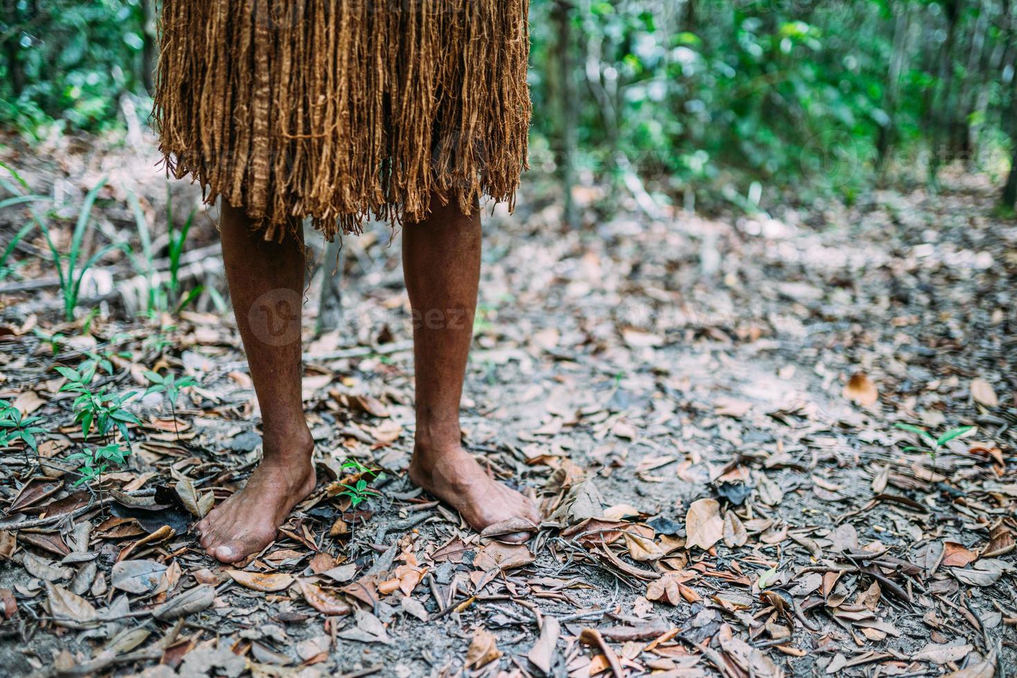 Pataxo Indian in the south of Bahia. Traditional clothing from the Pataxo tribe photo