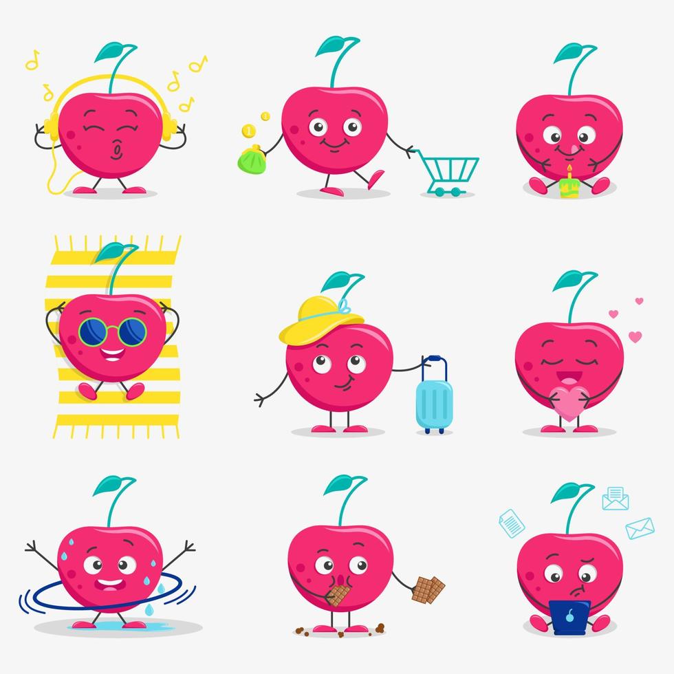 vector set of story character cherry