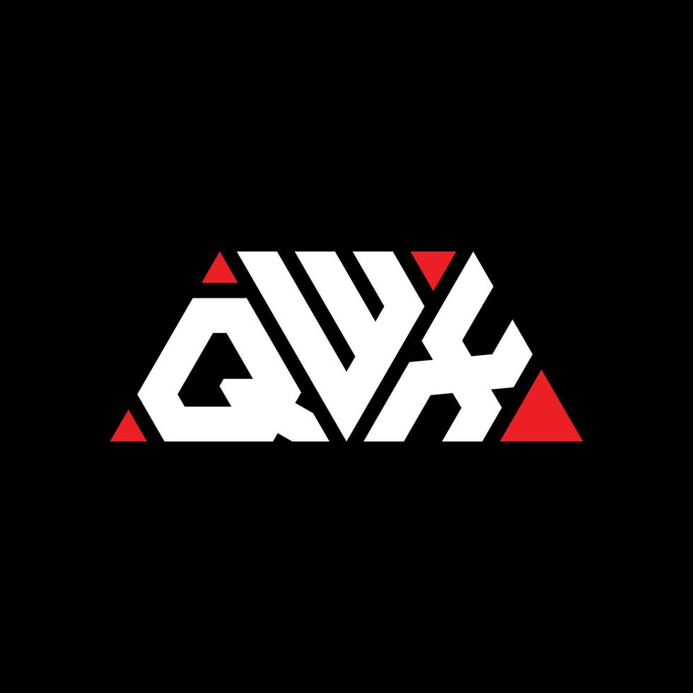 QWX triangle letter logo design with triangle shape. QWX triangle logo design monogram. QWX triangle vector logo template with red color. QWX triangular logo Simple, Elegant, and Luxurious Logo. QWX