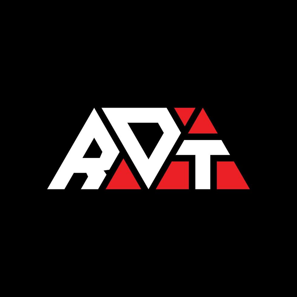RDT triangle letter logo design with triangle shape. RDT triangle logo design monogram. RDT triangle vector logo template with red color. RDT triangular logo Simple, Elegant, and Luxurious Logo. RDT