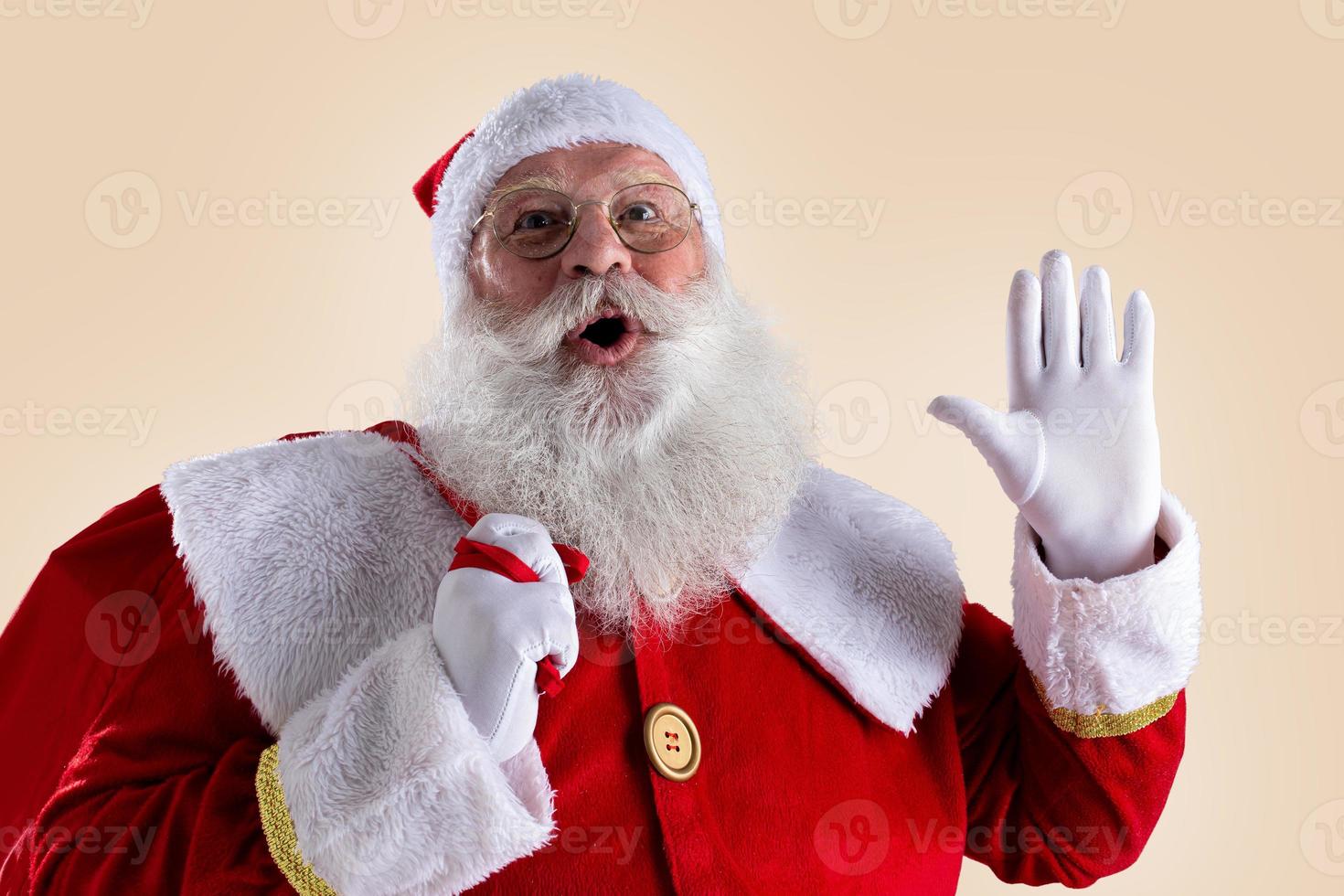 Santa Claus on pastel background with copy space. Banner art. photo