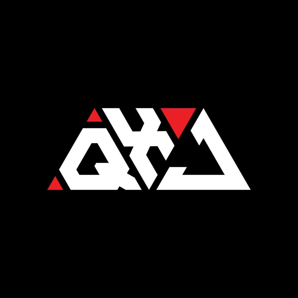 QXJ triangle letter logo design with triangle shape. QXJ triangle logo design monogram. QXJ triangle vector logo template with red color. QXJ triangular logo Simple, Elegant, and Luxurious Logo. QXJ