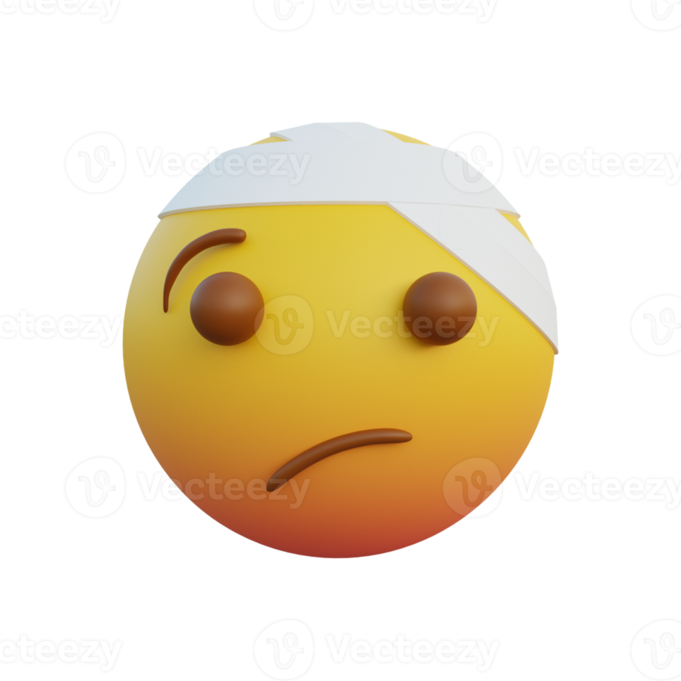 Emoticon expression Face with head bandage png