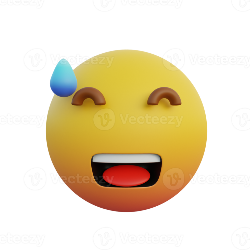 expressão sorridente emoticon, mas suando png