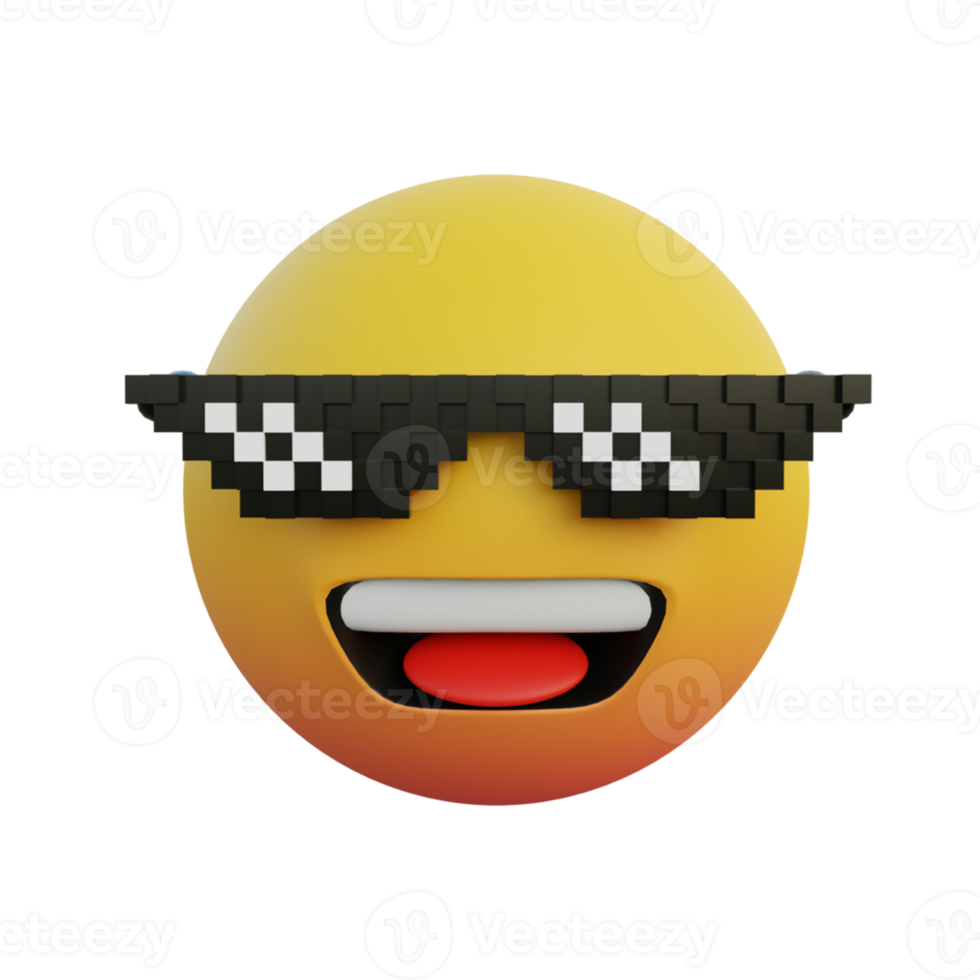 laughing face emoticon wearing like a boss glasses png