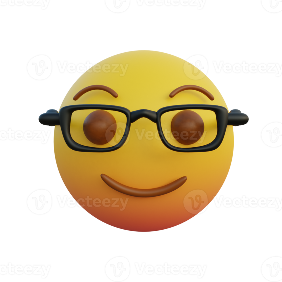 emoticon smiling while wearing clear glasses png
