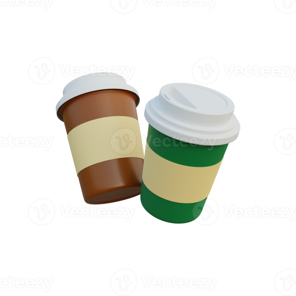 3d food icons coffee and chocolate in cup png