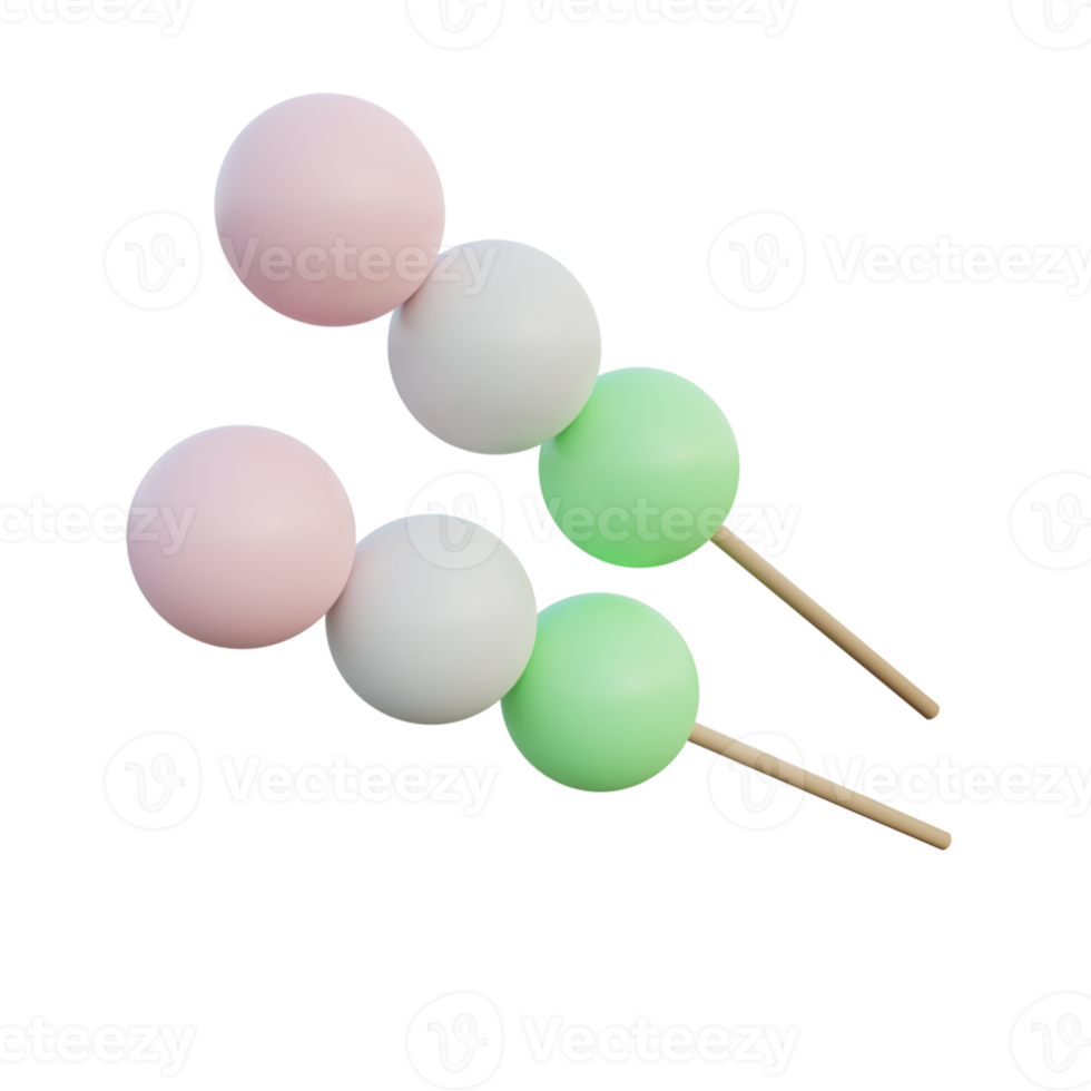 3d food icons mochi dango png