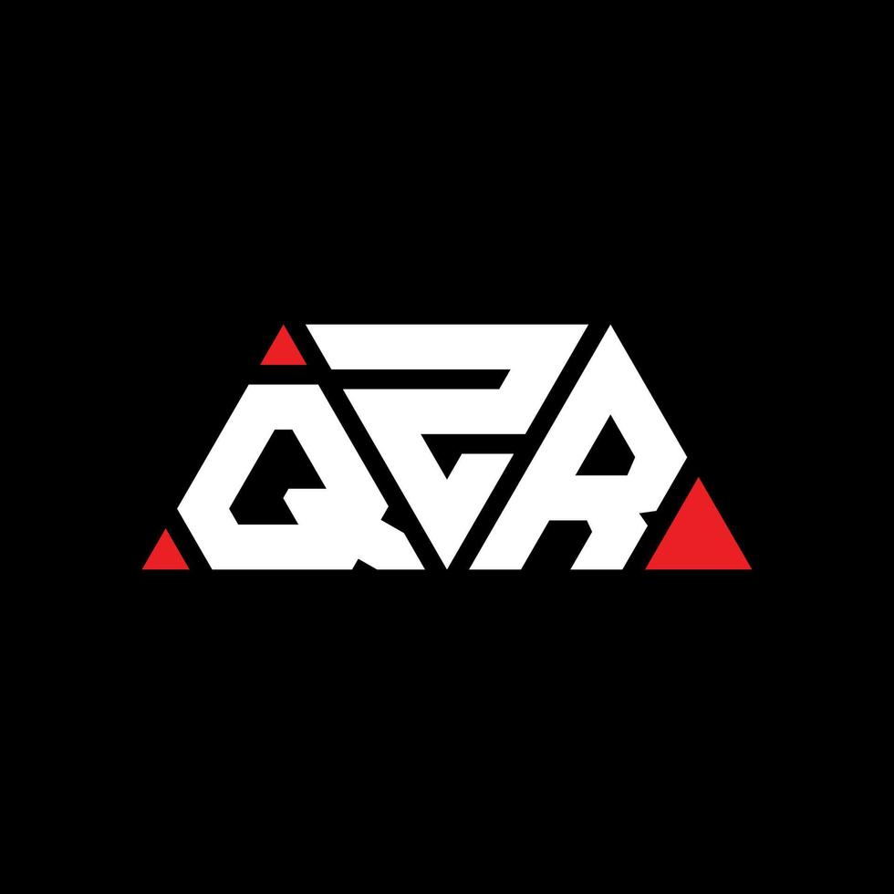 QZR triangle letter logo design with triangle shape. QZR triangle logo design monogram. QZR triangle vector logo template with red color. QZR triangular logo Simple, Elegant, and Luxurious Logo. QZR