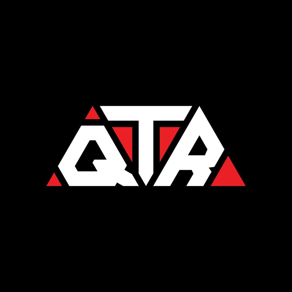 QTR triangle letter logo design with triangle shape. QTR triangle logo design monogram. QTR triangle vector logo template with red color. QTR triangular logo Simple, Elegant, and Luxurious Logo. QTR