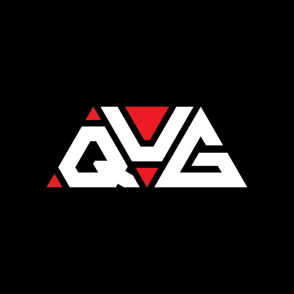 QUG triangle letter logo design with triangle shape. QUG triangle logo design monogram. QUG triangle vector logo template with red color. QUG triangular logo Simple, Elegant, and Luxurious Logo. QUG