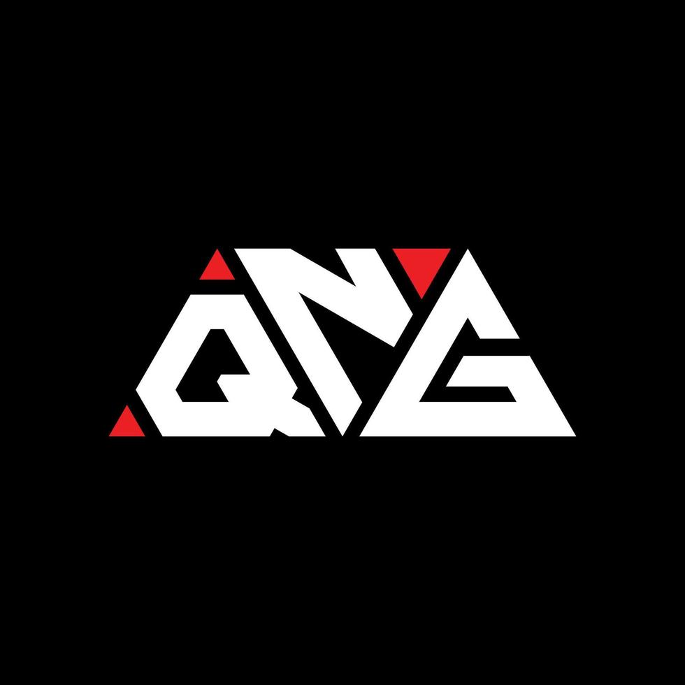 QNG triangle letter logo design with triangle shape. QNG triangle logo design monogram. QNG triangle vector logo template with red color. QNG triangular logo Simple, Elegant, and Luxurious Logo. QNG