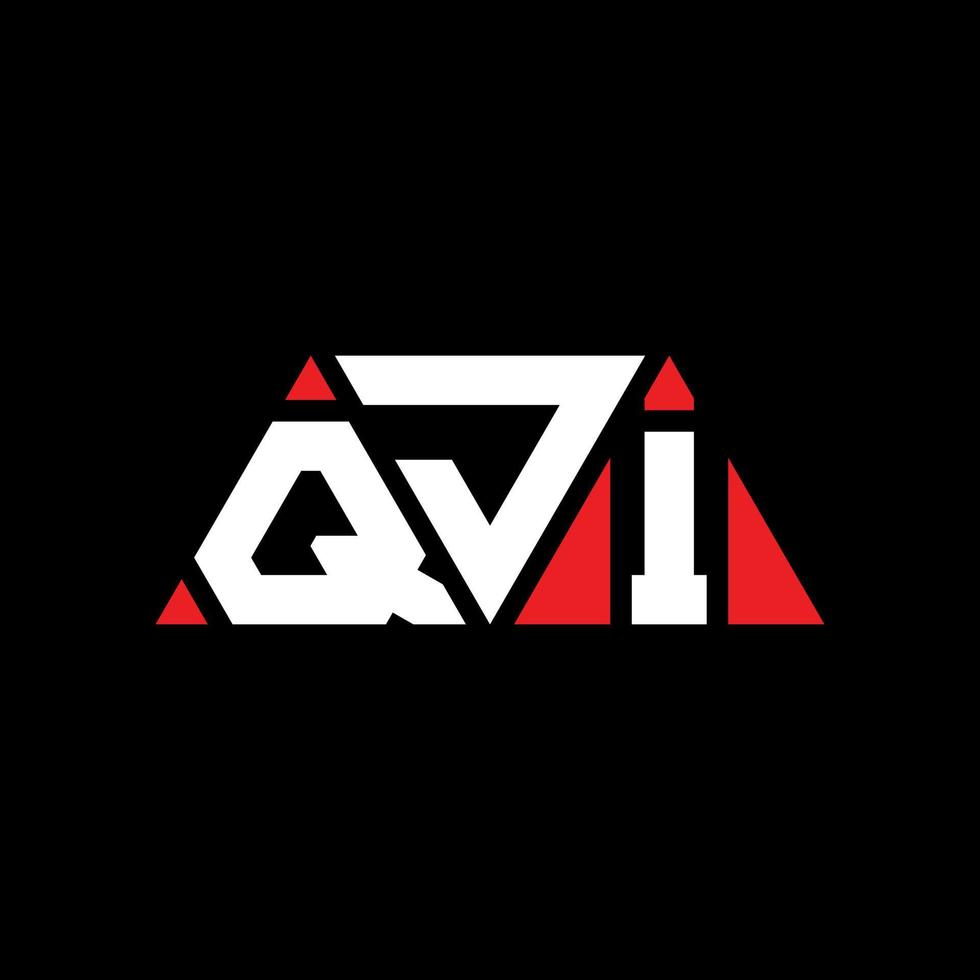 QJI triangle letter logo design with triangle shape. QJI triangle logo design monogram. QJI triangle vector logo template with red color. QJI triangular logo Simple, Elegant, and Luxurious Logo. QJI