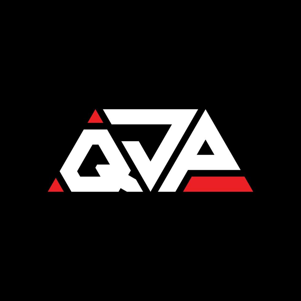 QJP triangle letter logo design with triangle shape. QJP triangle logo design monogram. QJP triangle vector logo template with red color. QJP triangular logo Simple, Elegant, and Luxurious Logo. QJP