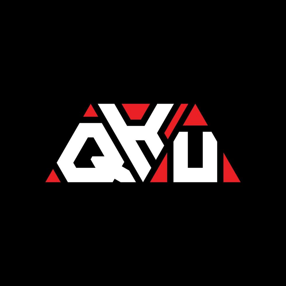 QKU triangle letter logo design with triangle shape. QKU triangle logo design monogram. QKU triangle vector logo template with red color. QKU triangular logo Simple, Elegant, and Luxurious Logo. QKU