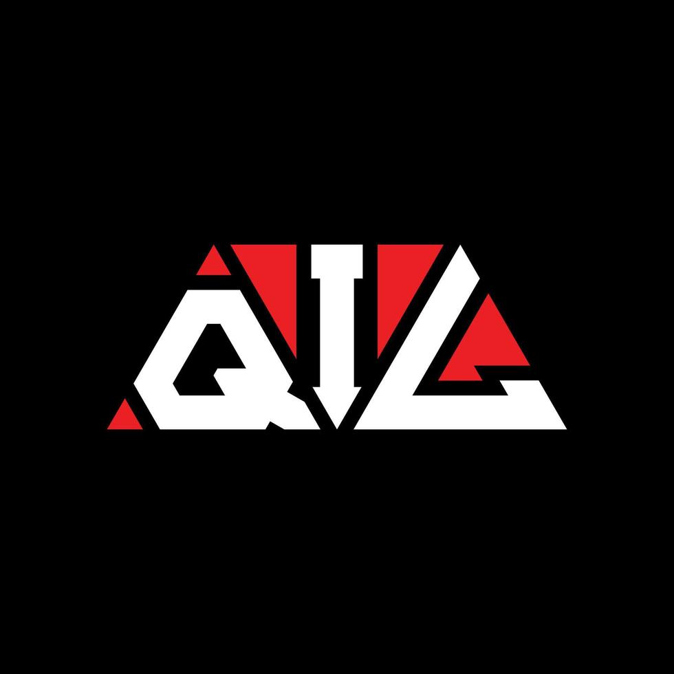 QIL triangle letter logo design with triangle shape. QIL triangle logo design monogram. QIL triangle vector logo template with red color. QIL triangular logo Simple, Elegant, and Luxurious Logo. QIL