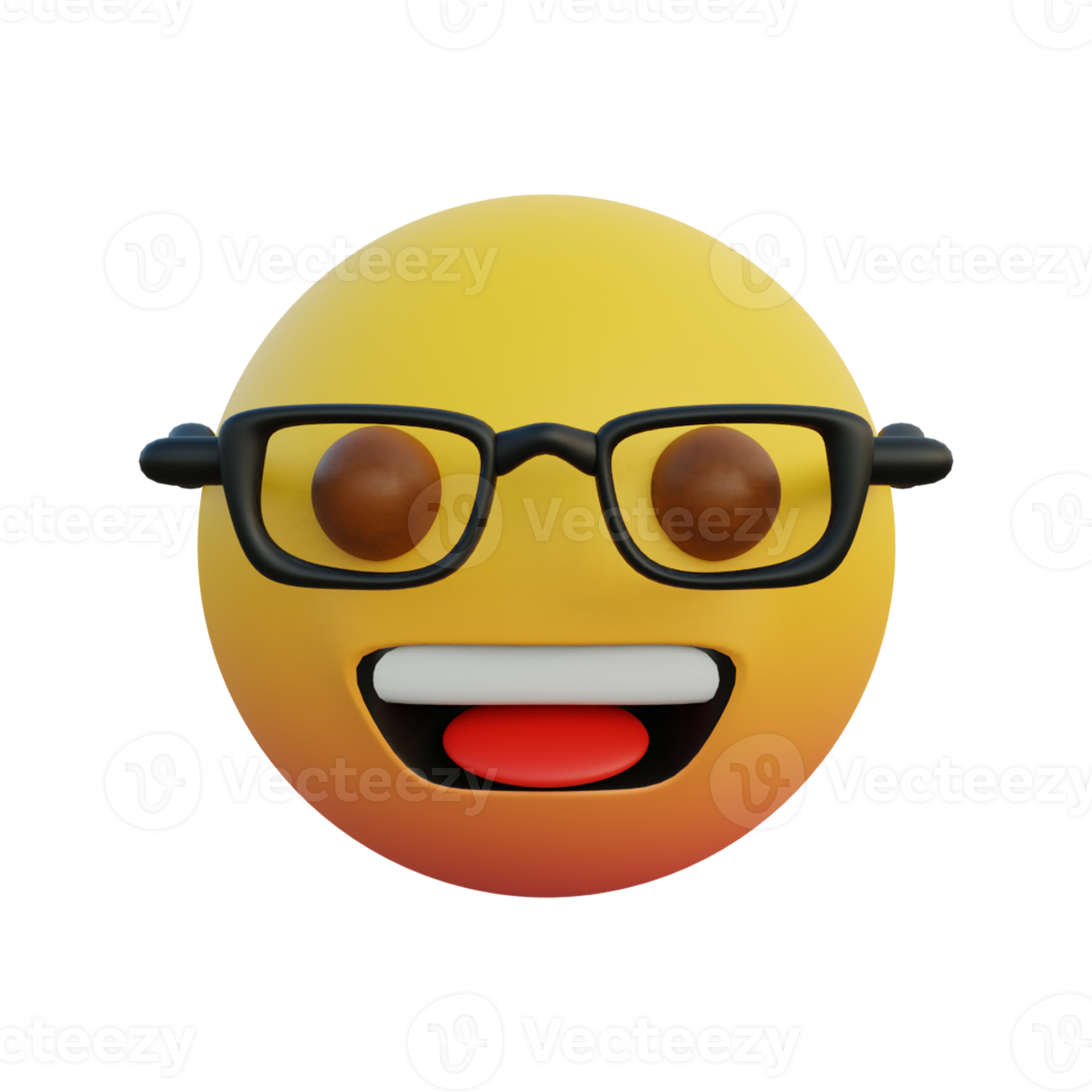 laughing face emoticon wearing clear glasses 9350734 PNG