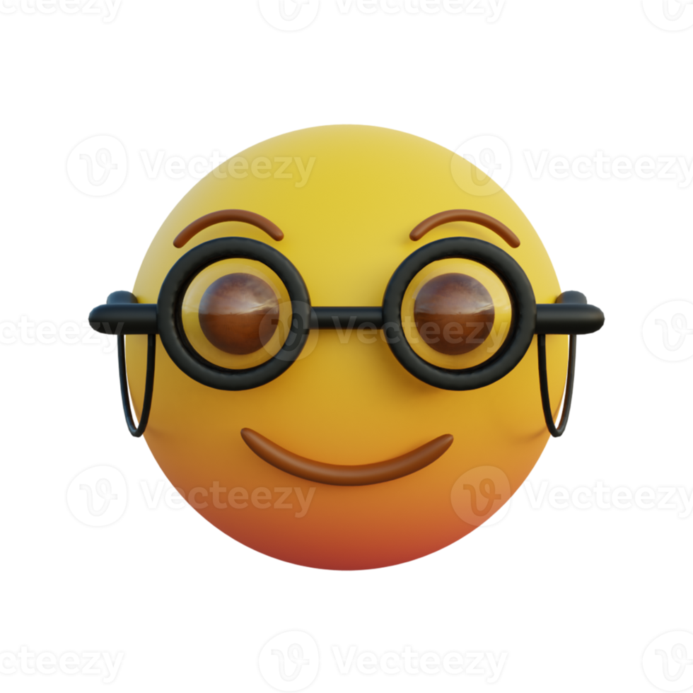 emoticon wearing clear round eyeglasses png