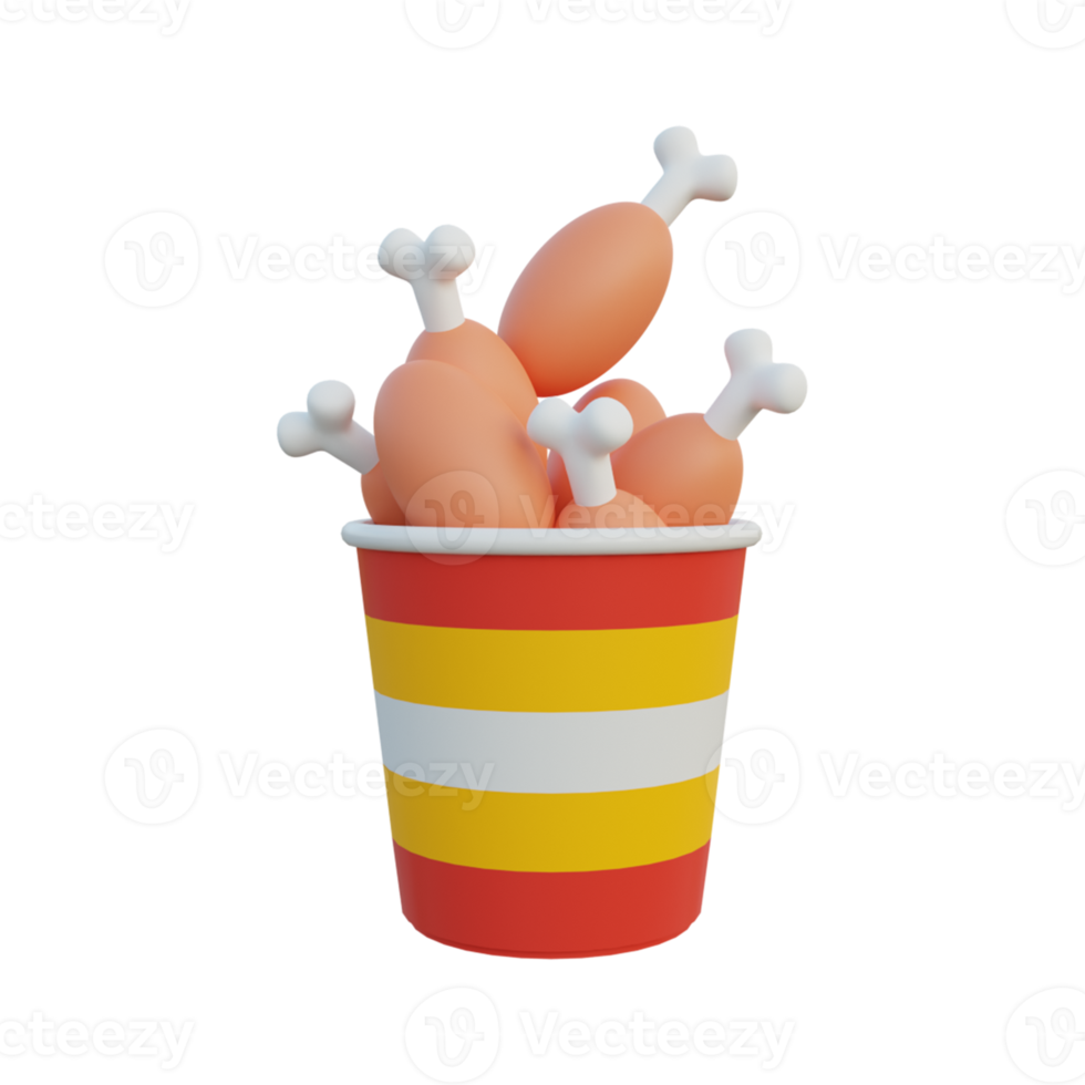 3d food icons fried chicken package png