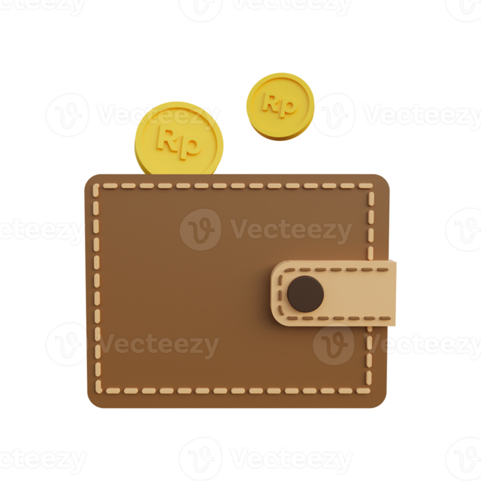 Indonesian coin rupiah money in wallet png