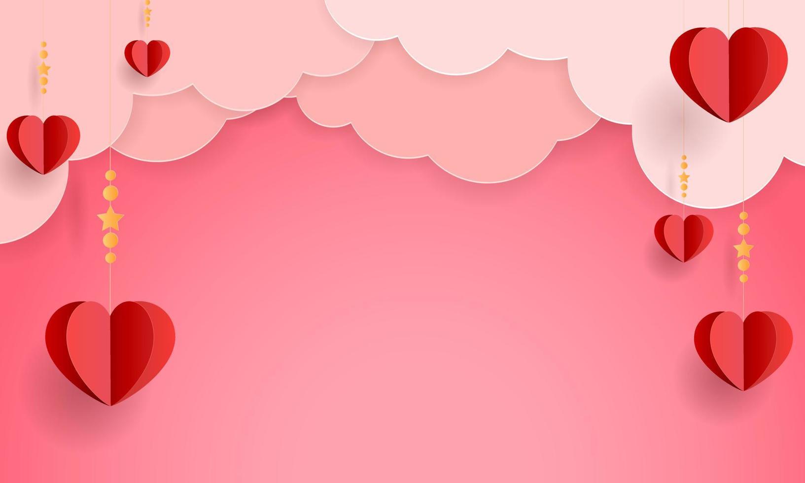 Happy valentines day greeting background in papercut realistic style. vector