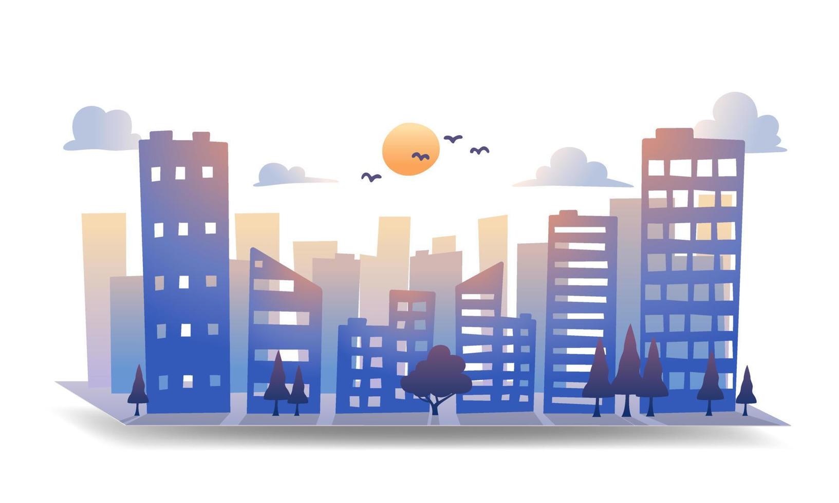 Morning sun city scape vector