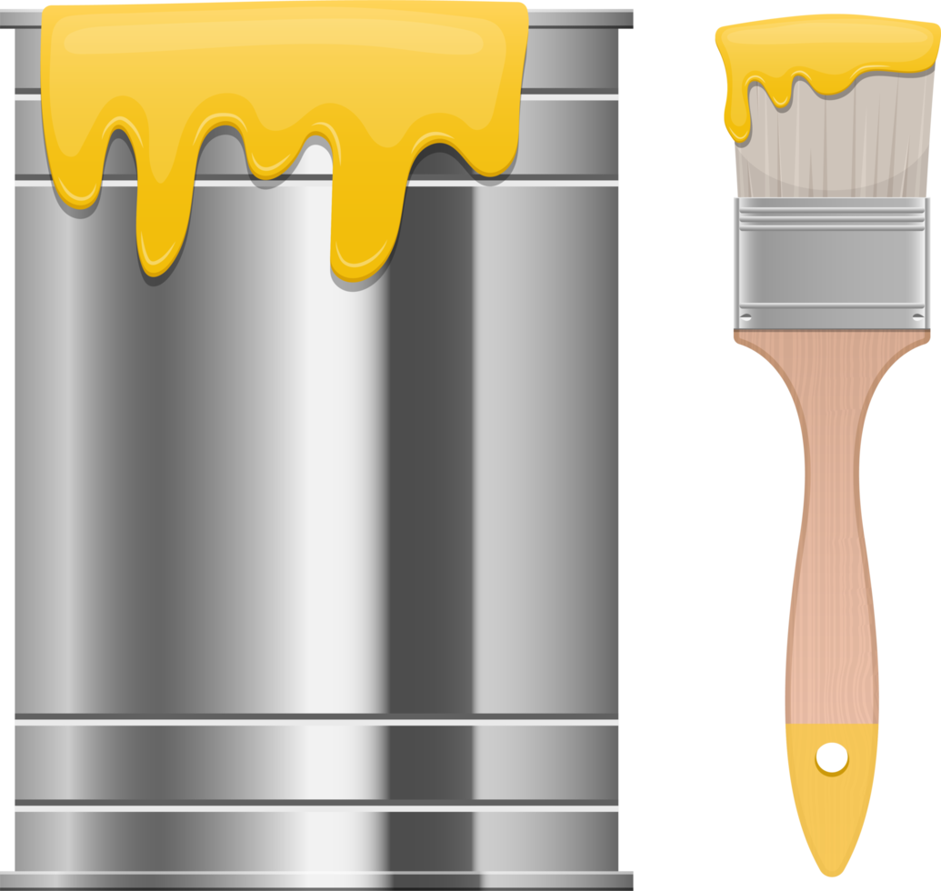 Paint brush and can clipart design illustration png