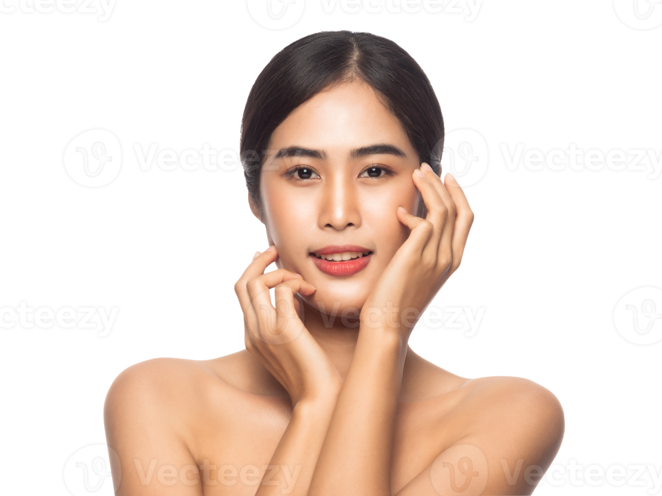 Beautiful Young Asian woman with clean fresh skin. Beauty concept. Png file