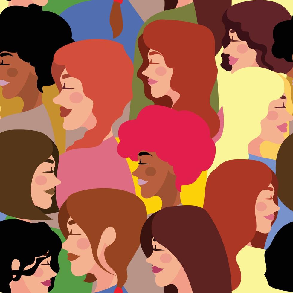 Multiracial Woaman Seamless Pattern Background vector