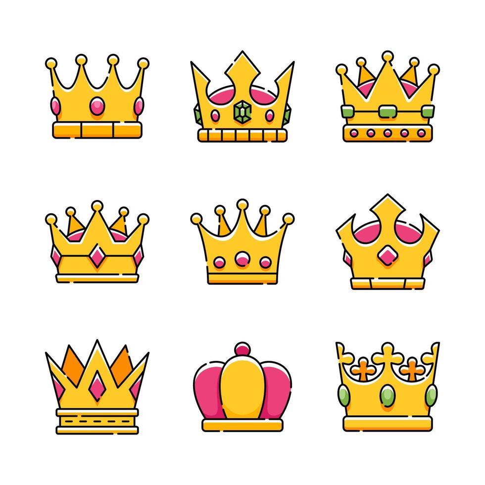 colección de conjunto de iconos de corona vector