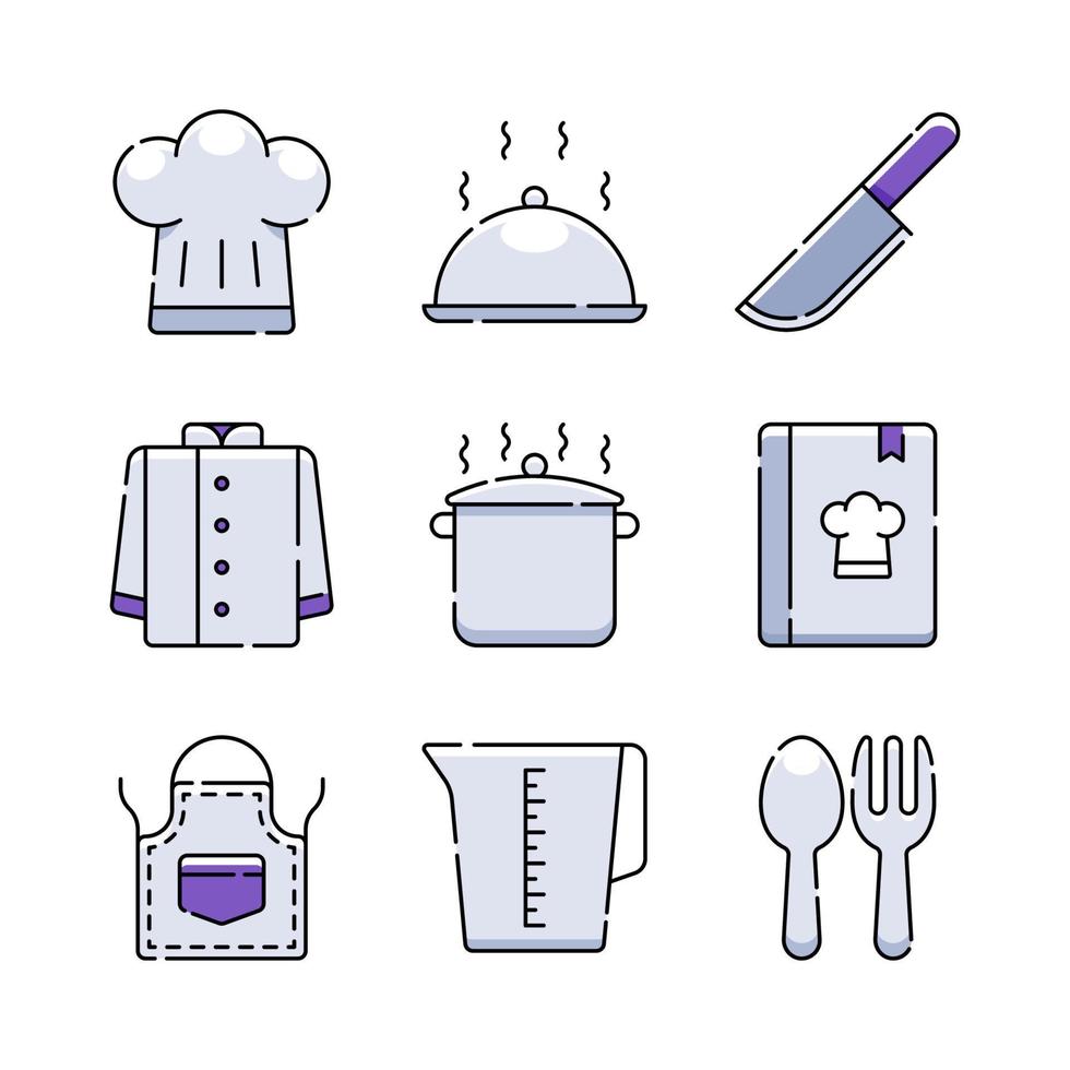 colección de conjunto de iconos de chef vector