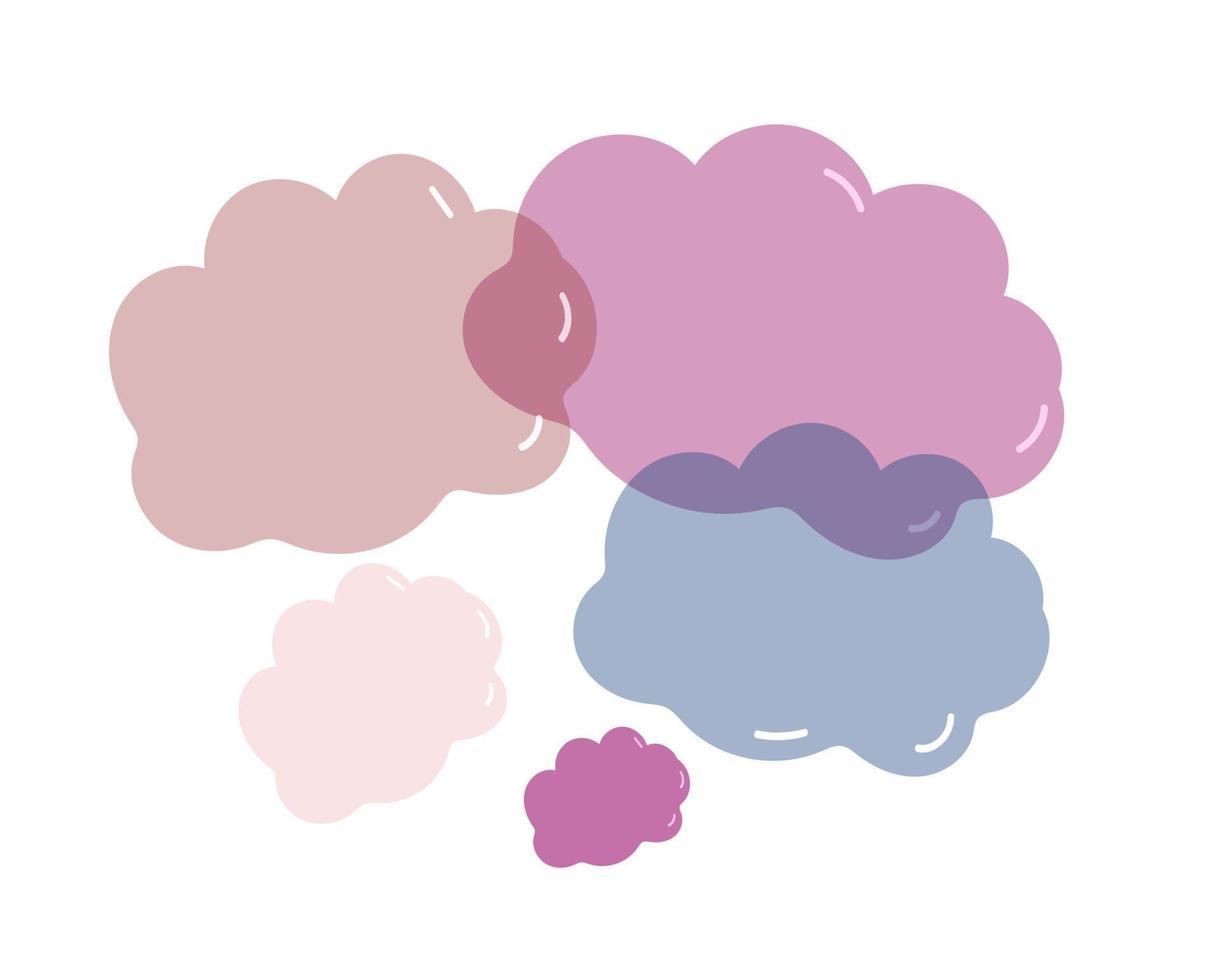 conjunto de nubes bebé de dibujado a mano. garabato de estilo de dibujo de dibujos animados para icono, banner. vector