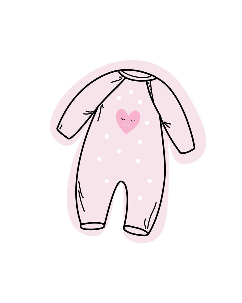 Baby bodysuit, newborn baby clothes, Cartoon sketch style doodle for icon, banner vector