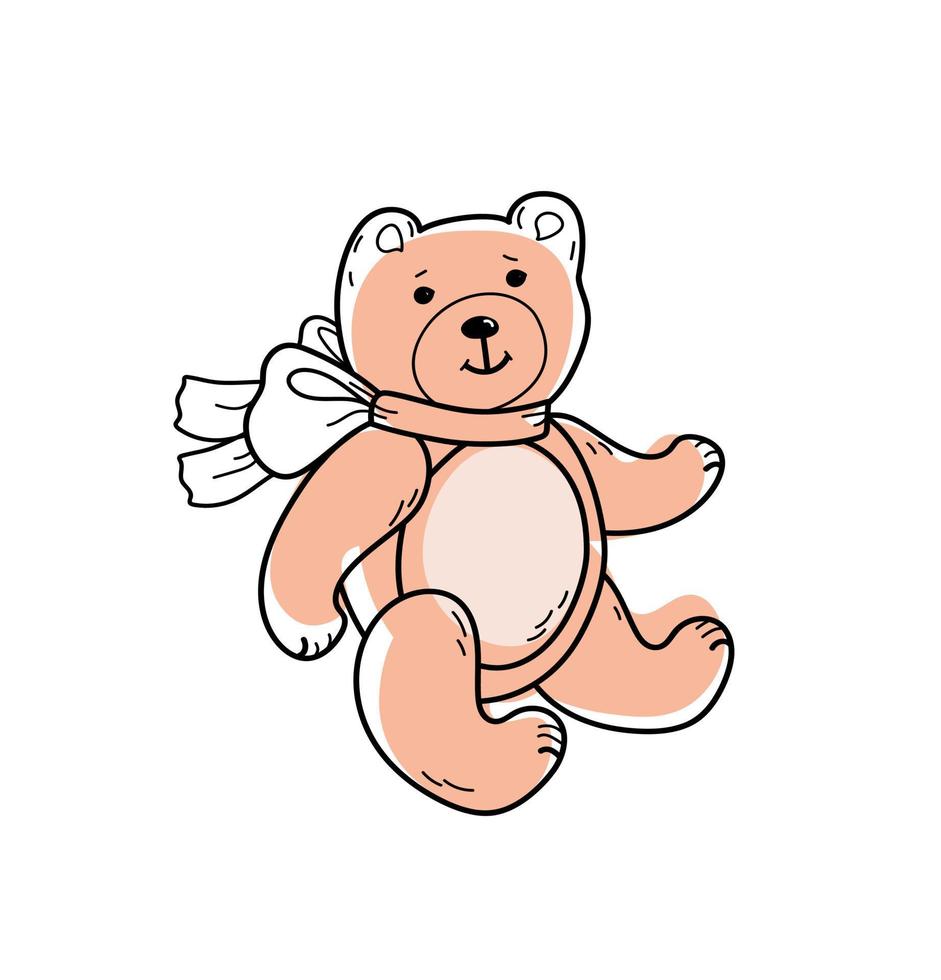 oso de peluche, juguete para bebés. garabato de estilo de dibujo de dibujos animados para icono, banner. vector