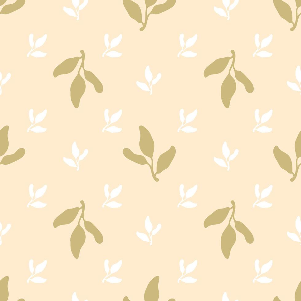 Mid century style seamless pattern with small plant leaves. vector