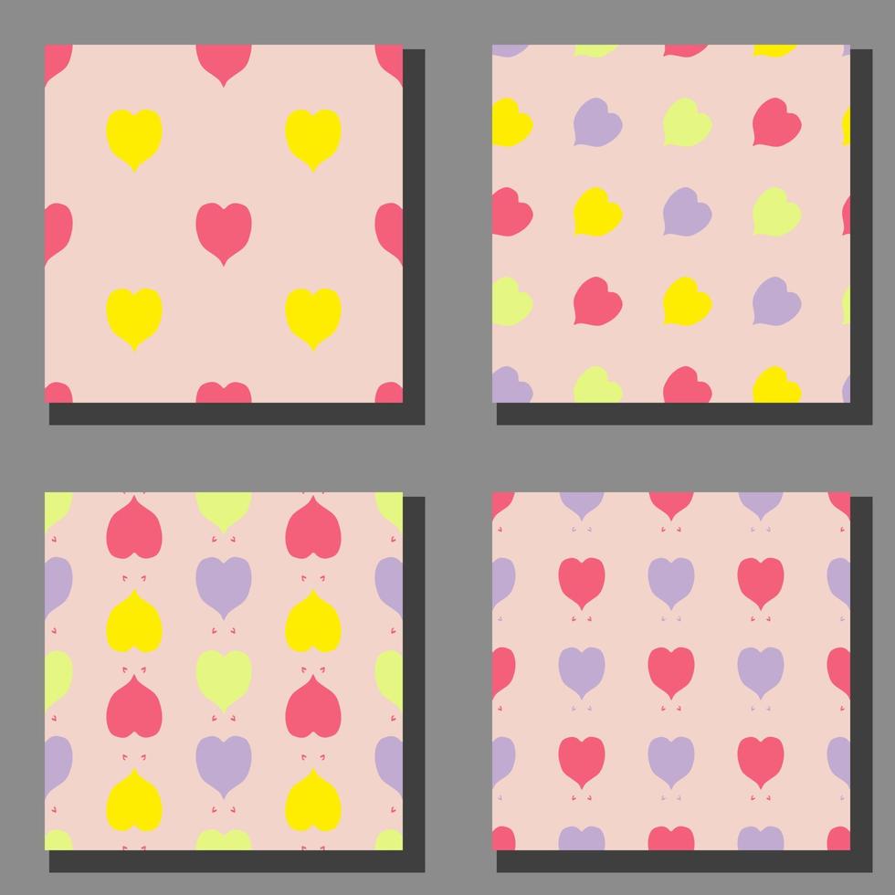 Trendy hearts retro seamless pattern collection in 1960 style. vector