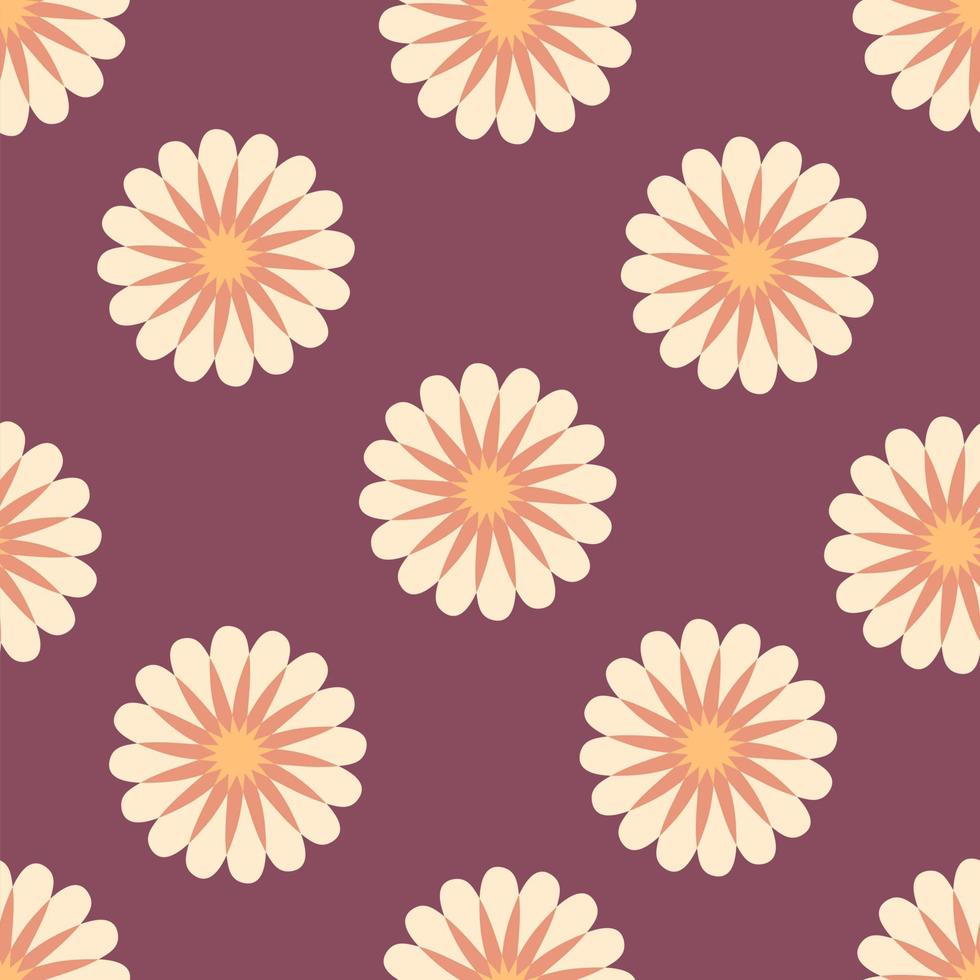Summer seamless pattern with daisy flowers in 1960 style. vector