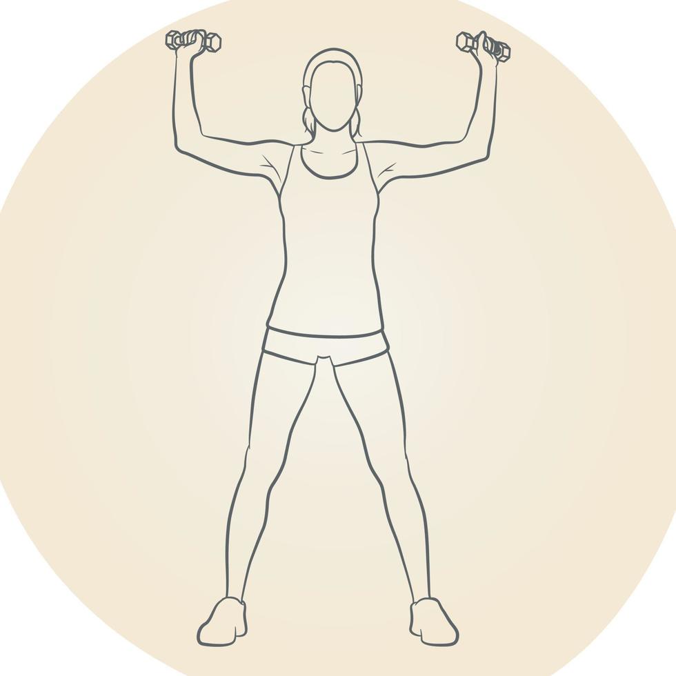 Woman Workout Outline. vector